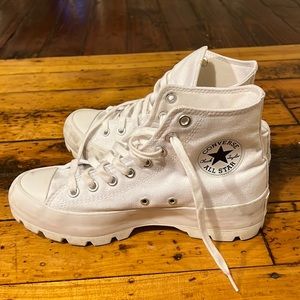 white lugged platform converse